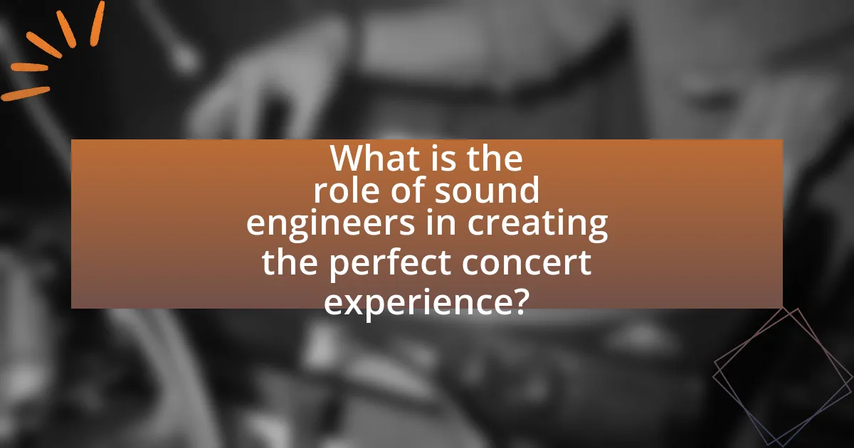 What is the role of sound engineers in creating the perfect concert experience?